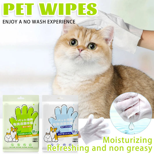 Pet Wash Free Glove Cleaning Pet Stain Remover Wipes Disposabl Cleaning Massage Grooming No-Wash Wipes for Dogs & Cats Supplies